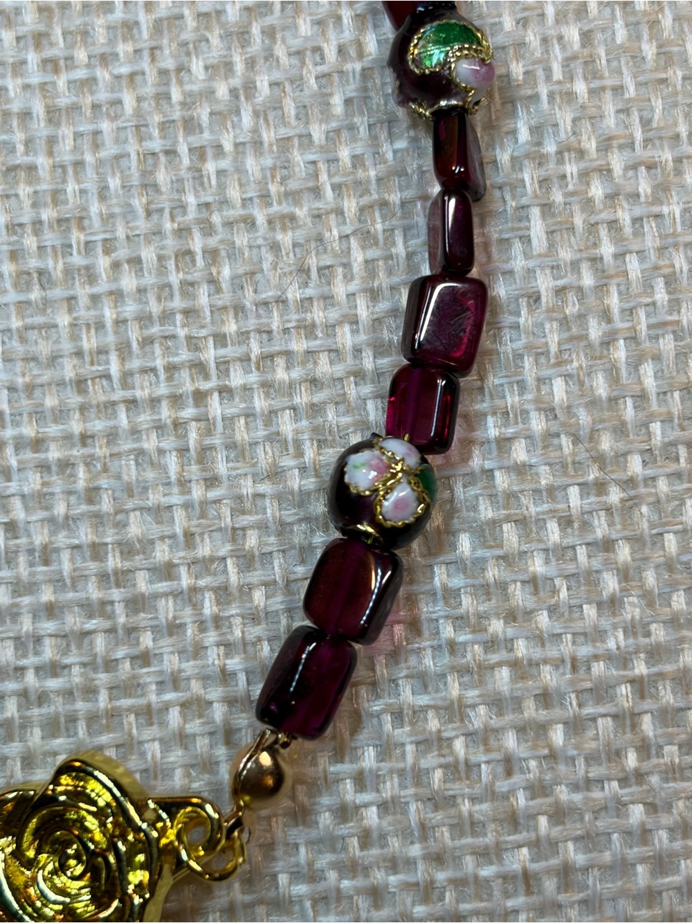 Garnet & Cloisonné Bracelet with Gold Magnetic Clasp - Picture 5 of 7